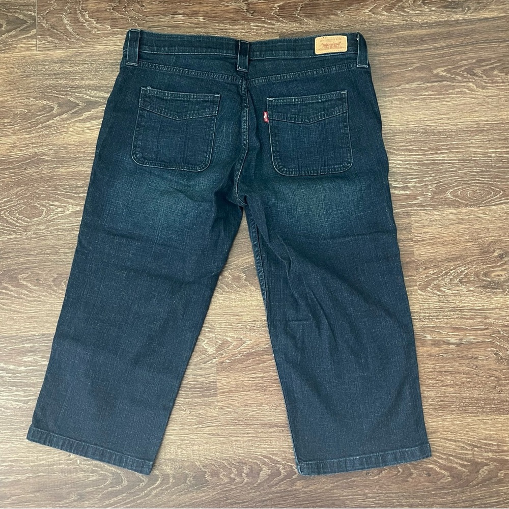 Levi's Red Tab Dark Blue Denim Wide Leg Cropped Capri Jeans Women’s Size 14 - Picture 4 of 12